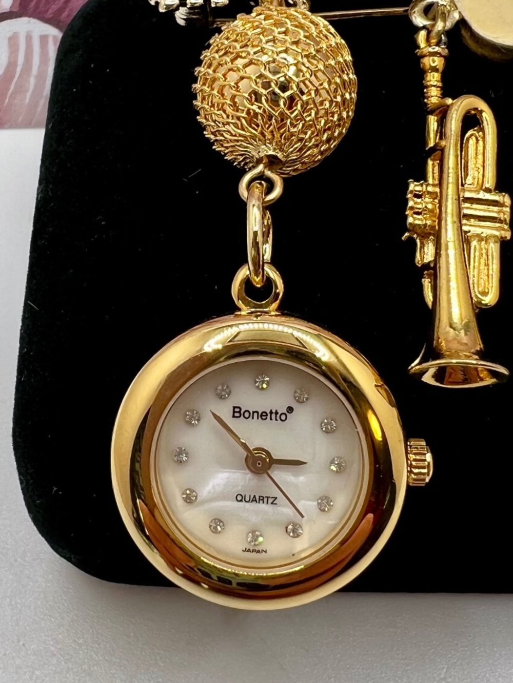 Bonetto Watch Brooch Musical Instrument Theme - Picture 3 of 6